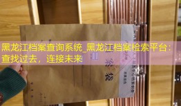 黑龙江档案查询系统_黑龙江档案检索平台：查找过去，连接未来