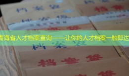 青海省人才档案查询——让你的人才档案一触即达