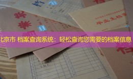 北京市 档案查询系统：轻松查询您需要的档案信息