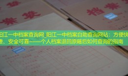 阳江一中档案查询网_阳江一中档案自助查询网站：方便快捷、安全可靠——个人档案退回原籍后如何查询的指南