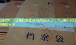 山东09年毕业生档案查询_探索山东09年毕业生档案的新查询方法
