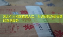 湖北个人档案查询入口：为您提供方便快捷的查询服务
