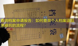 查询档案申请报告：如何查询个人档案退回原籍后的流程?