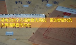 湖南永州个人档案查询系统：更加智能化的人事档案查询平台