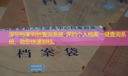 深圳档案到档查询系统_深圳个人档案一键查询系统，助您快速到档。