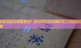 辞职档案在哪里查询？教你轻松找到离职员工档案的位置