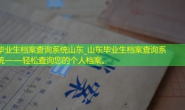 毕业生档案查询系统山东_山东毕业生档案查询系统——轻松查询您的个人档案。