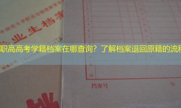 职高高考学籍档案在哪查询？了解档案退回原籍的流程