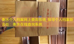 衡水个人档案网上查询系统_探寻个人档案新去处：衡水在线查询系统