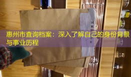 惠州市查询档案：深入了解自己的身份背景与事业历程