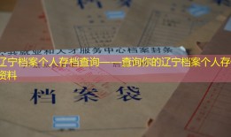 辽宁档案个人存档查询——查询你的辽宁档案个人存储资料