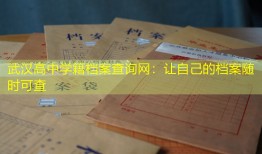武汉高中学籍档案查询网：让自己的档案随时可查