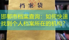 邯郸市档案查询：如何快速找到个人档案所在的机构？