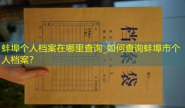 蚌埠个人档案在哪里查询_如何查询蚌埠市个人档案？