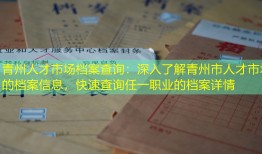 青州人才市场档案查询：深入了解青州市人才市场的档案信息，快速查询任一职业的档案详情