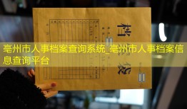亳州市人事档案查询系统_亳州市人事档案信息查询平台