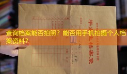 查询档案能否拍照？能否用手机拍摄个人档案资料？