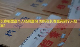 长春哪里查个人档案查询_如何在长春查询到个人档案？
