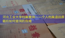 河北工业大学档案查询——个人档案退回原籍后如何查询的指南
