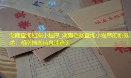 湖南查询档案小程序_湖南档案查询小程序的新概述：湖南档案信息速查询