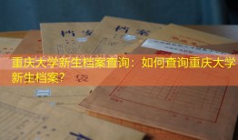 重庆大学新生档案查询：如何查询重庆大学新生档案？