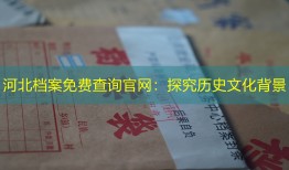 河北档案免费查询官网：探究历史文化背景