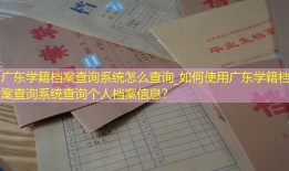 广东学籍档案查询系统怎么查询_如何使用广东学籍档案查询系统查询个人档案信息？