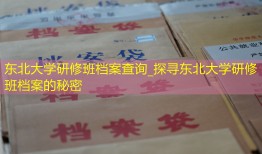 东北大学研修班档案查询_探寻东北大学研修班档案的秘密