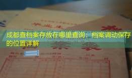 成都查档案存放在哪里查询：档案调动保存的位置详解