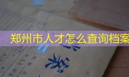 郑州市人才怎么查询档案