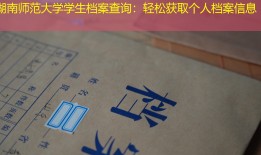 湖南师范大学学生档案查询：轻松获取个人档案信息