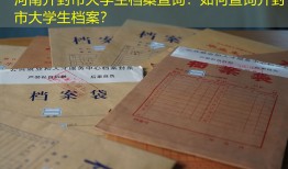 河南开封市大学生档案查询：如何查询开封市大学生档案？
