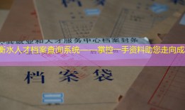 衡水人才档案查询系统——掌控一手资料助您走向成功