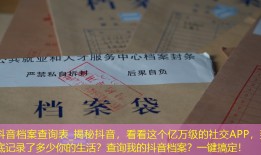 抖音档案查询表_揭秘抖音，看看这个亿万级的社交APP，到底记录了多少你的生活？查询我的抖音档案？一键搞定！