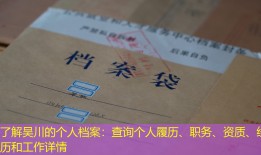 了解吴川的个人档案：查询个人履历、职务、资质、经历和工作详情
