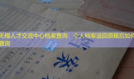 无锡人才交流中心档案查询：个人档案退回原籍后如何查询