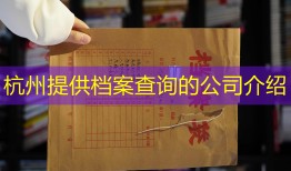 杭州提供档案查询的公司介绍