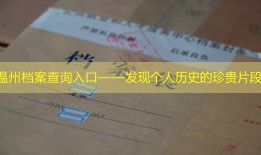 温州档案查询入口——发现个人历史的珍贵片段