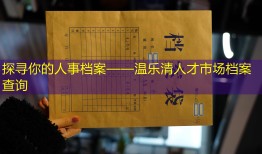探寻你的人事档案——温乐清人才市场档案查询