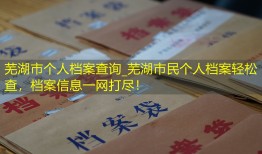 芜湖市个人档案查询_芜湖市民个人档案轻松查，档案信息一网打尽！