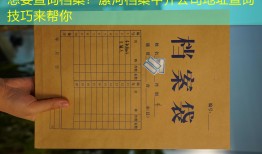 想要查询档案？漯河档案中介公司地址查询技巧来帮你