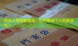 肥东人事档案查询：如何查询个人档案资料？