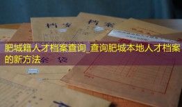肥城籍人才档案查询_查询肥城本地人才档案的新方法