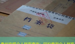 贵州安顺个人档案查询：轻松查询个人档案