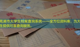 芜湖市大学生档案查询系统——全方位资料库，为大学生提供可靠查询服务。