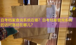 自考档案查询系统在哪？自考档案查询系统的访问路径在哪儿？