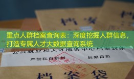 重点人群档案查询表：深度挖掘人群信息，打造专属人才大数据查询系统