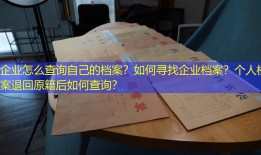 企业怎么查询自己的档案？如何寻找企业档案？个人档案退回原籍后如何查询？