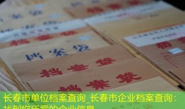长春市单位档案查询_长春市企业档案查询：找到您所需的企业信息。