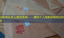 档案地址怎么查询系统——查找个人档案详细地址的方法
